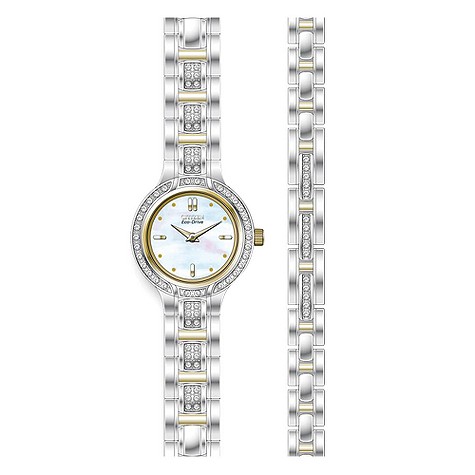 Citizen ladies two-colour stone-set watch and