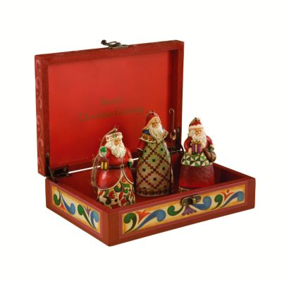Christmas Shelf Set Of 3 Santa Ornaments