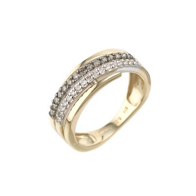 9ct gold 0.25 carat brown and white diamond ring - Product number 6522645