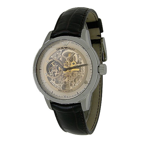 Emporio Armani mens leather strap watch