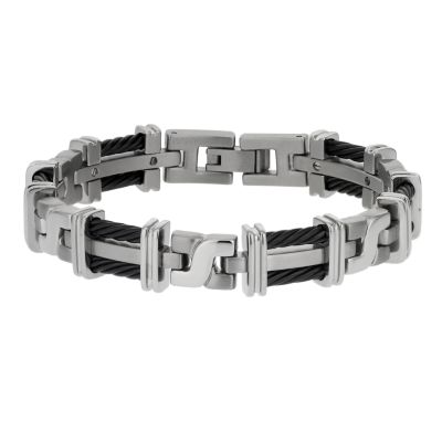 Men's titanium and black bracelet
