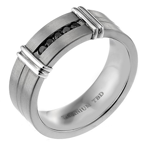 titanium and 15 pt black diamond ring