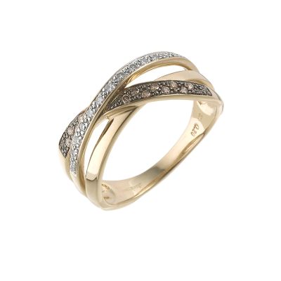 9ct gold 0.20 carat brown and white diamond set ring - Product number 6528368