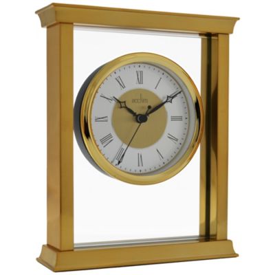 Berwick Glass Metal Gold Effect Mantle Clock
