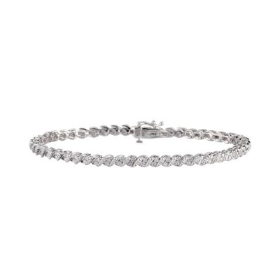 9ct white gold one carat diamond twist bracelet