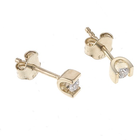 9ct gold 0.15 carat diamond bar set stud earrings
