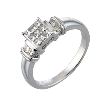 18ct white gold third carat diamond cluster ring