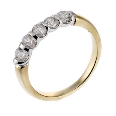 18ct two colour gold five stone one carat diamond ring