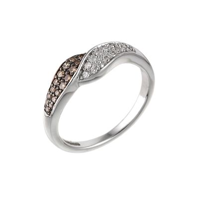 9ct white gold 0.25 carat brown and white diamond set cocktail ring - Product number 6531571