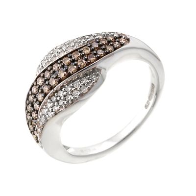 9ct white gold 50 point brown and white diamond set cocktail ring - Product number 6531717