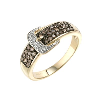 9ct gold 50 point brown and white diamond set cocktail ring - Product number 6532128