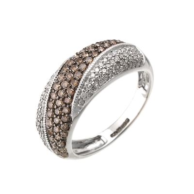 9ct white gold 1 carat brown and white diamond set cocktail ring - Product number 6532241