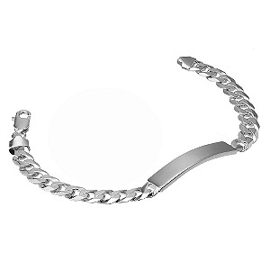 sterling Silver Flat Curb ID Bracelet 8.5`