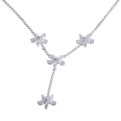 Silver Cubic Zirconia Flower Drop