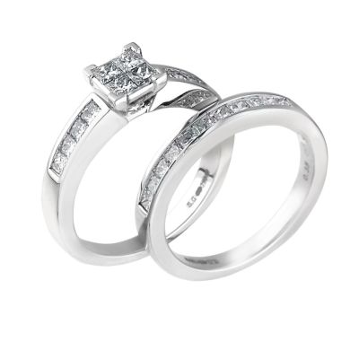 18ct white gold one carat princess cut diamond