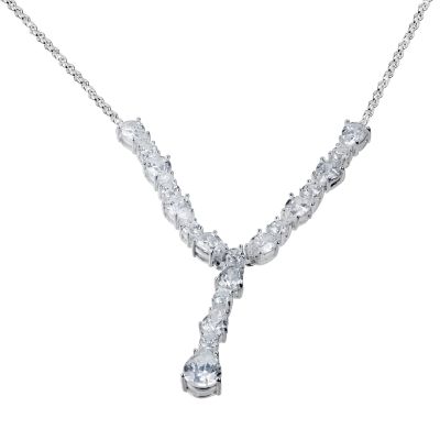 Sterling Silver Cubic Zirconia Y-Drop 17" Necklace - Product number 6532810