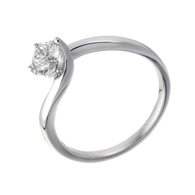 18ct white gold half carat diamond solitaire twist ring