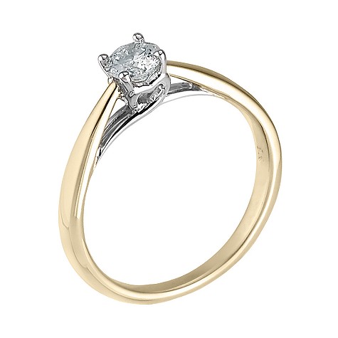 9ct gold heart set quarter carat diamond solitaire ring