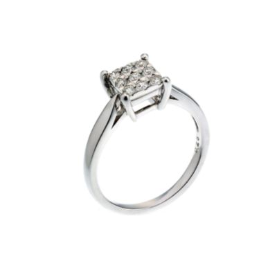18ct white gold quarter carat diamond cluster ring