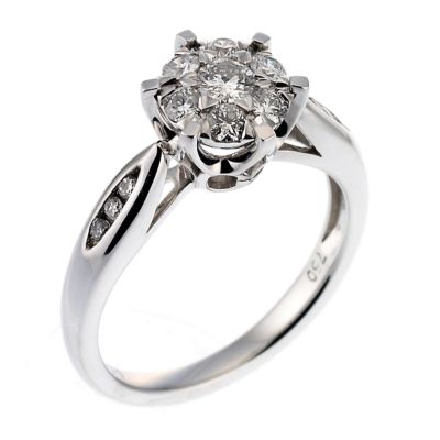 18ct white gold half carat diamond cluster ring