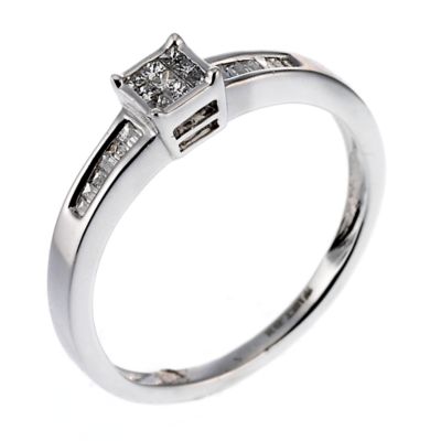 18ct white gold fifth carat diamond cluster ring