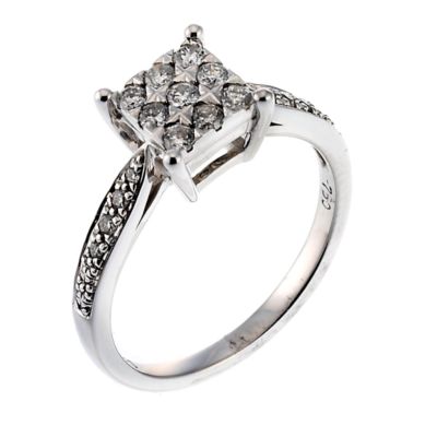 18ct white gold third carat diamond square cluster ring - Product number 6537456