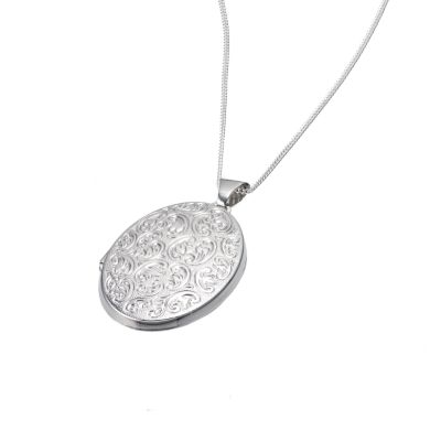 Sterling Silver Family Leaf Pattern Locket