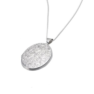 sterling Silver Family Leaf Pattern Locket