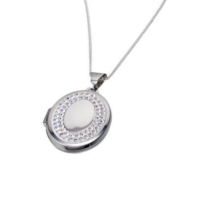 sterling Silver 18` Crystal Set Locket