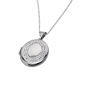 The Glitter Collection Sterling Silver 18` Crystal Set Locket
