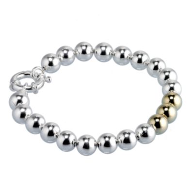9ct gold and sterling silver bead bracelet