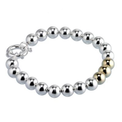 Sterling silver and 9ct gold bead bracelet