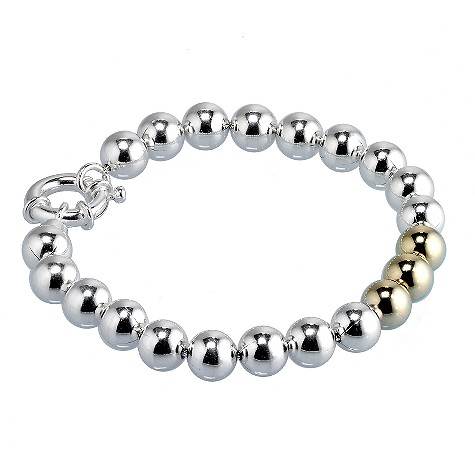 Sterling silver and 9ct gold bead bracelet