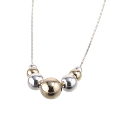 Sterling silver and 9ct gold bead necklace