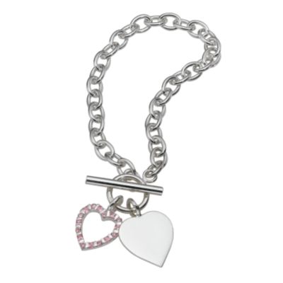 Silver pink cubic zirconia heart bracelet - Product number 6538673