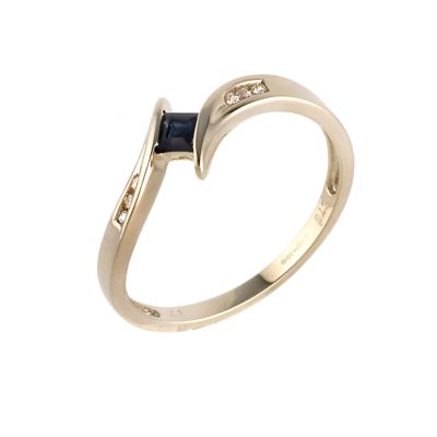 9ct Gold Sapphire and Cubic Zirconia Channel Set Kick Ring - Product number 6541038