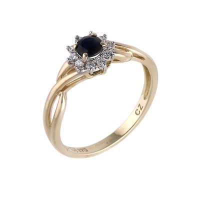 9ct Gold Sapphire and Cubic Zirconia Flower Cluster Ring - Product number 6541887