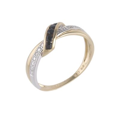 9ct Sapphire and Cubic Zirconia Crossover Ring - Product number 6542174
