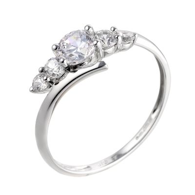 9ct White Gold Cubic Zirconia Kick Ring