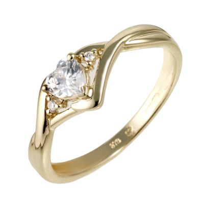 9ct Yellow Gold Cubic Zirconia Heart Ring