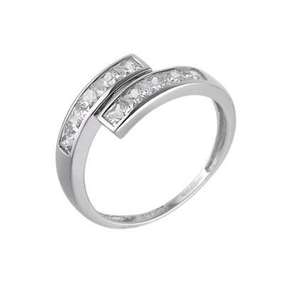 9ct White Gold Cubic Zirconia Crossover Ring - Product number 6543820