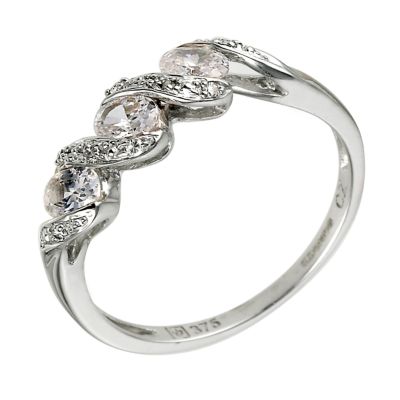 9ct White Gold Cubic Zirconia Ring