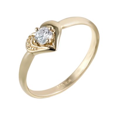 Children's 9ct Yellow Gold Cubic Zirconia Heart Ring Size H - Product number 6545270