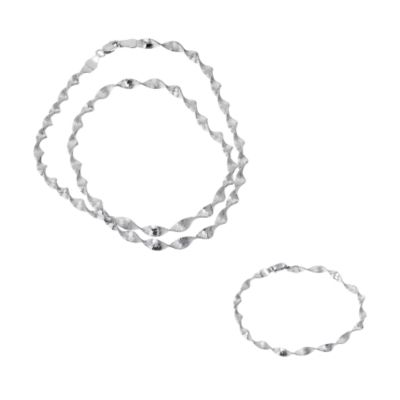 Unbranded 9ct White Gold Twist Herringbone Chain and Bracelet Set