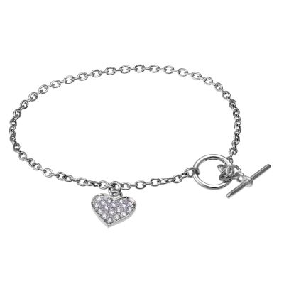 Unbranded 9ct White Gold Heart Charm T-bar Chain