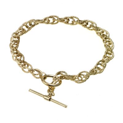 9ct Yellow Gold Diamond Cut Twist Link T-bar Chain - Product number 6546625