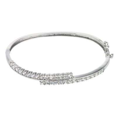 H Samuel Sterling Silver Cubic Zirconia Overlap Bangle