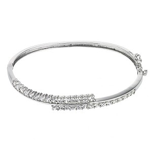 sterling Silver Cubic Zirconia Overlap Bangle