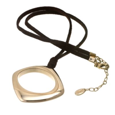 Fossil Stainless Steel Gold Tone Pendant with Suede Leather Cord - Product number 6547540