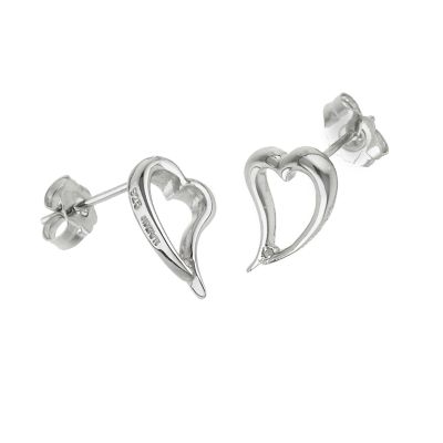 Sterling Silver Long Heart Stud